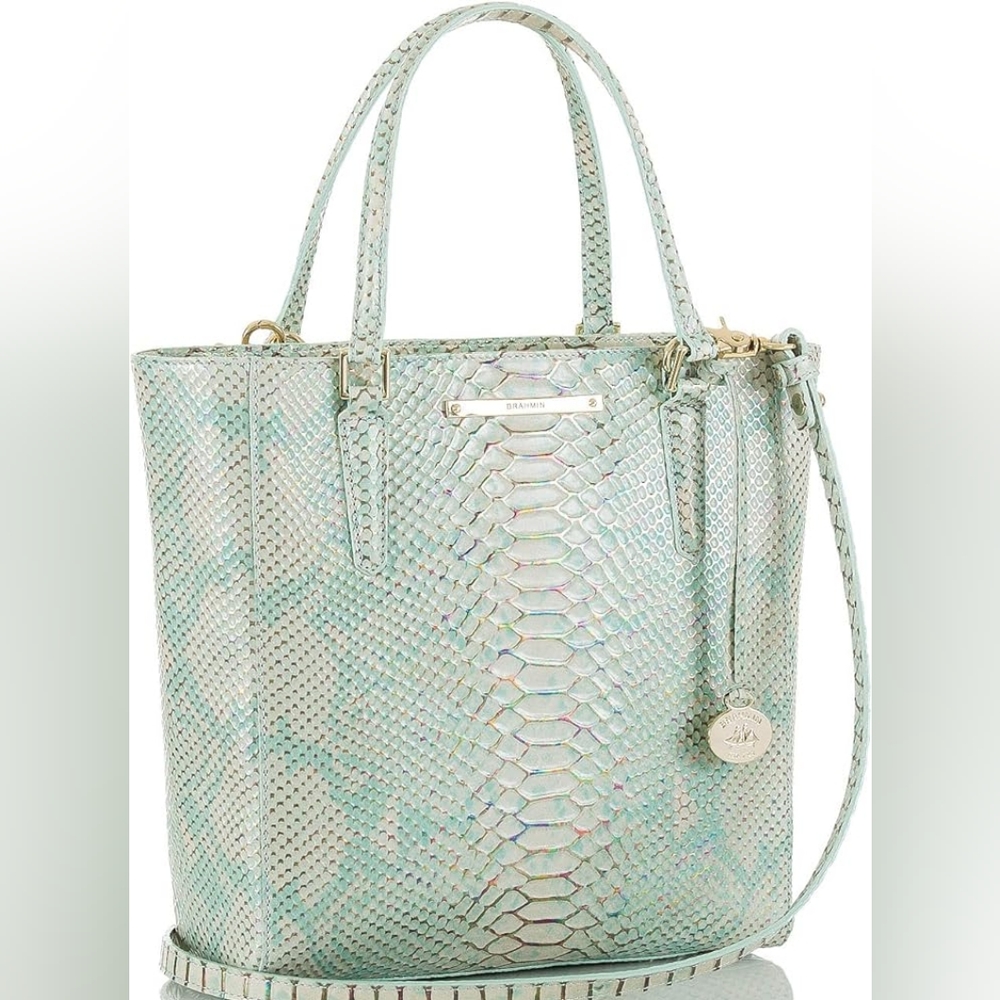Brahmin Python Opal Seville Harrison Leather Carryall Bag
